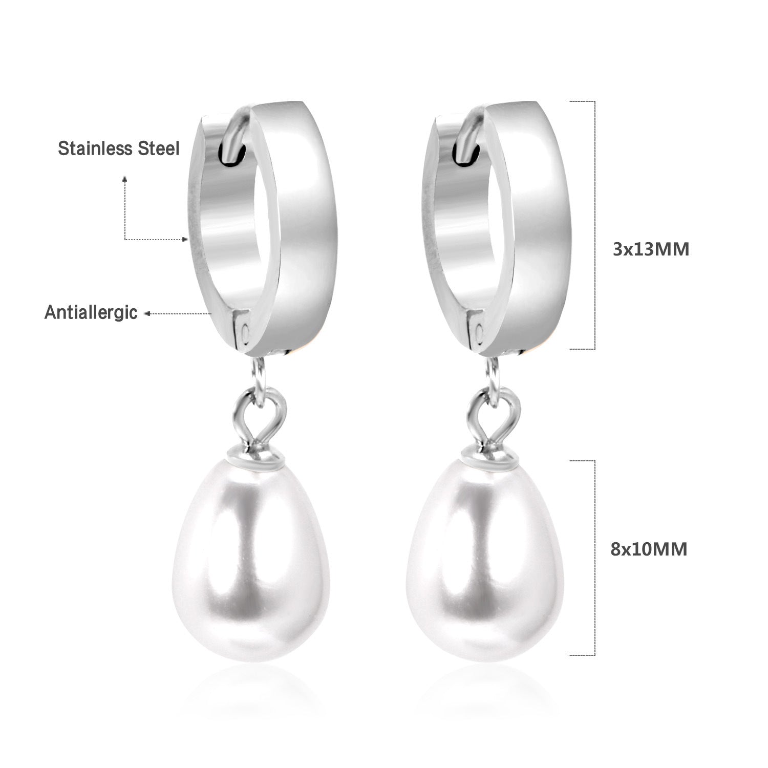 Pendientes De Perlas De Acero Inoxidable al por mayor